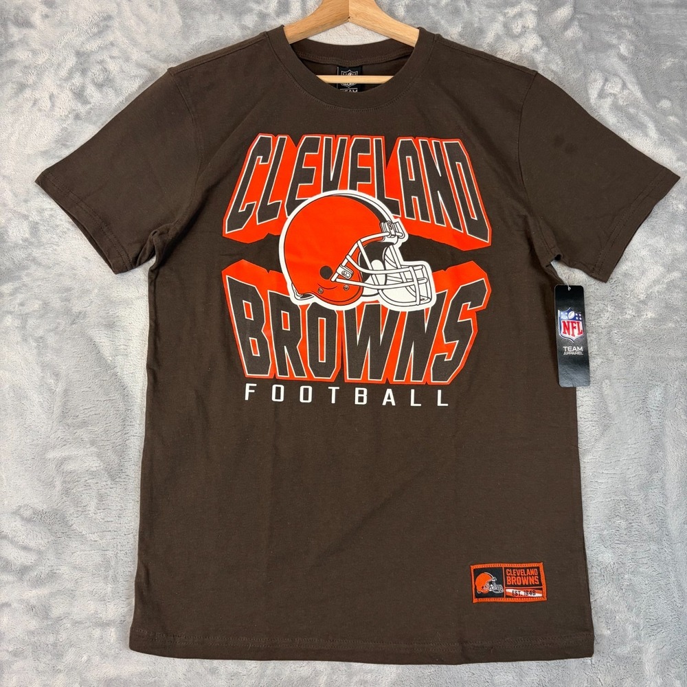 Cleveland Browns Mens Medium NFL Team Apparel T-Shirt Brown NEW Flaw